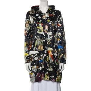 NWT Libertine Dazzling Hooded Lined Raincoat w/ Rhinestones Retail $1725 23" p2p